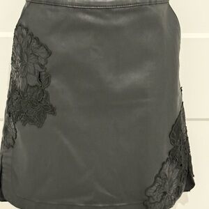 Black Mini Pencil Skirt with lace Embellishments